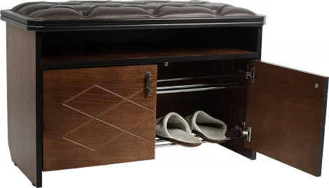 Банкетка Патриция 2 орех, к/з Ева 1, каретная стяжка Л Mebelik арт.008833