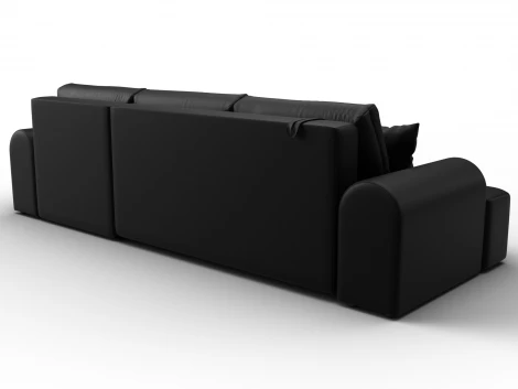 Диван угловой Лига-080 угол правый (ДСП/Пластик/Экокожа/Черный) Лига Диванов 134753