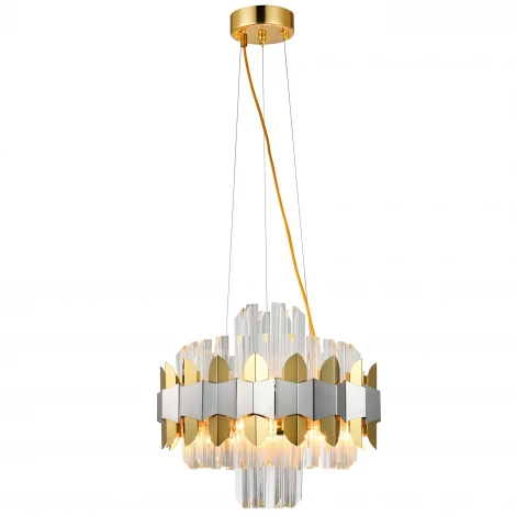 Подвесная люстра Natali Kovaltseva Skala 81435/6C BRASS SILVER (220V, хрусталь, на тросе, круглые)