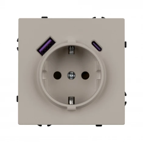 Механизм розетки с USB зарядкой SCT-NOBE-MUAC-SFPL-CA (230V, 16A) (Arlight, Кашемир) 059444