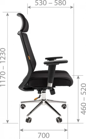 Компьютерное кресло CHAIRMAN 555 LUX (Металл,Ткань,Сетка/Черный)