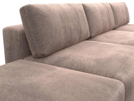 Диван угловой модульный с пуфом Лига-060 НПБ Лонг угол универсальный (ЛДСП,Брус,Фанера/Пластик/Велюр/Бежевый) Лига Диванов 129513