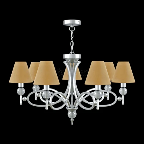Люстра подвесная Lamp4you, 7 плафонов, хром с прозрачным и бежевым