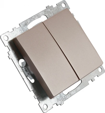 Выключатель двухклавишный (шампань) Stekker Катрин 39592