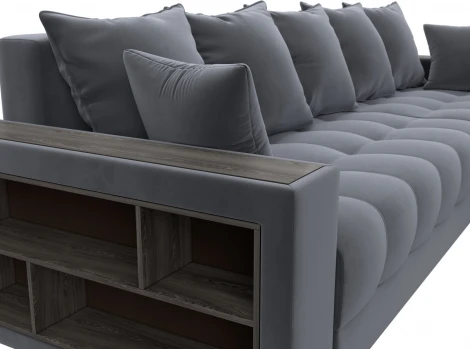 Диван угловой с декором и полкой Лига-050 НПБ Лига Диванов (Велюр) арт.128594