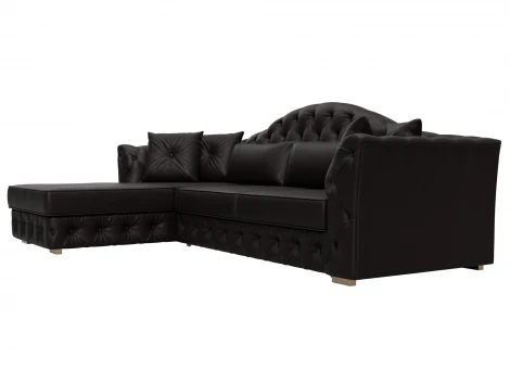 Диван угловой Артис левый угол (Брус,Рейка/Пластик/Экокожа/Коричневый) Лига Диванов 128030L