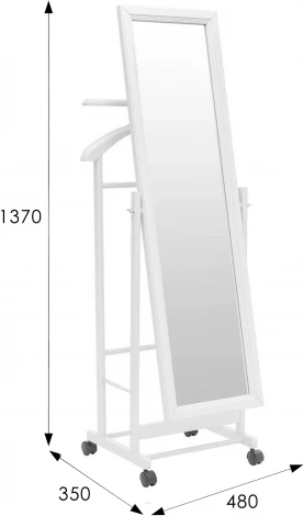 Вешалка костюмная с зеркалом на колесах В 24Н белый от фабрики Mebelik