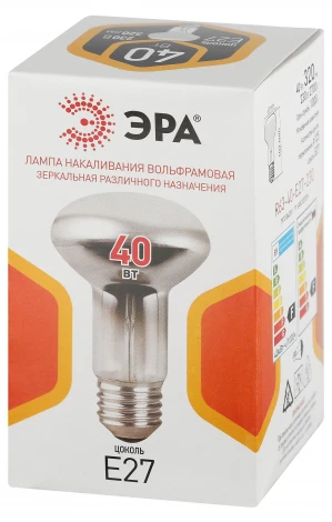 Лампочка накаливания E27 40W ЭРА R63-40-E27-230