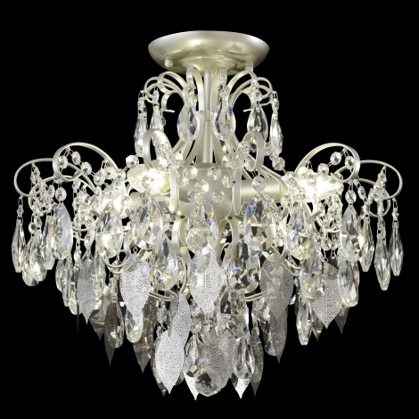Потолочная люстра на штанге Crystal Lux ESMIRALDA PL4 SILVER (220V, подвески, листья)
