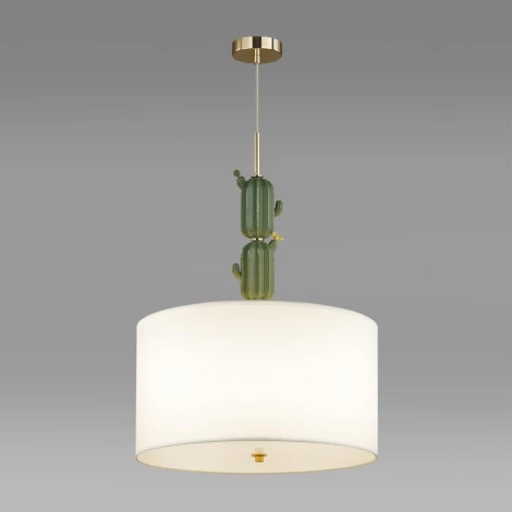 Подвесной светильник Odeon Light Cactus 5425/3 золотой/зеленый/белый/металл/керамика/ткань E27 3*60W (220V, на проводе, круглые)