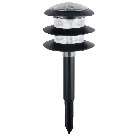 Светильник грунтовый уличный светодиодный на солнечных батареях Horoz Saturn, 1 плафон, черный с прозрачным