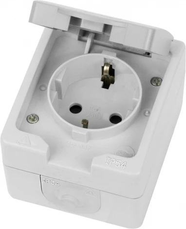 Розетка с заземлением и защитной крышкой (белый,серый) Stekker Велена 49727