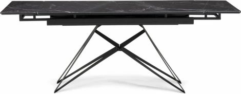 Стол стеклянный Notta Блэкберн 140(200)х80х75 черный мрамор / черный / черный арт.612168