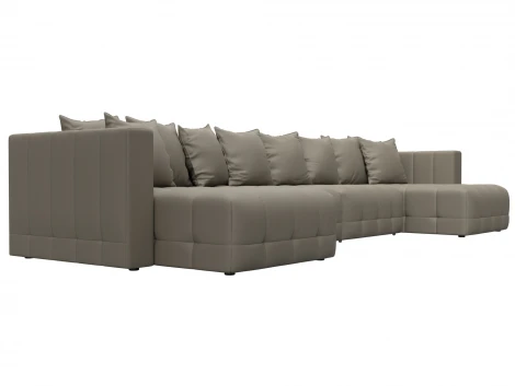 Диван П-образный Лига-052 НПБ Лонг (ЛДСП,Брус,Фанера/Пластик/Экокожа/Бежевый) Лига Диванов 129918