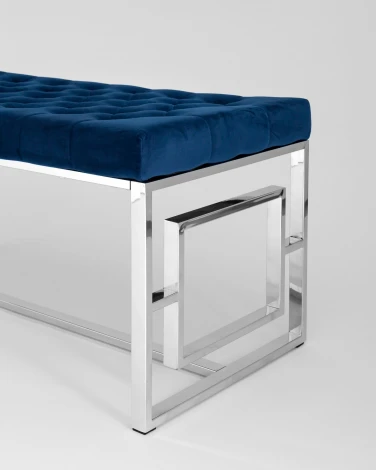Банкетка-скамейка Stool Group БРУКЛИН велюр синий сталь серебро УТ000001485