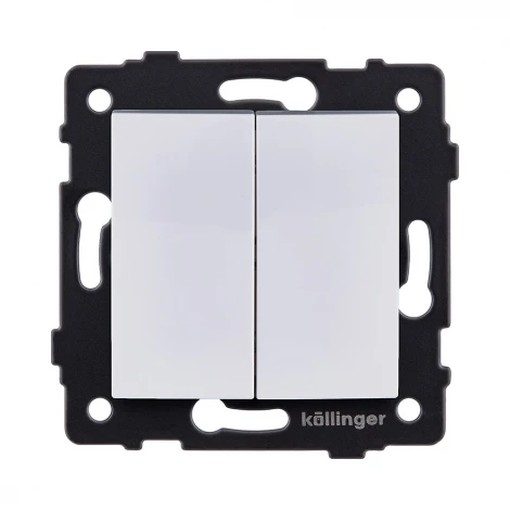 Выключатель кнопочный 2-клавишный 10А/250В изогнутый, белый Kollinger REA-R-011WH для Aspekt, Eleganz, Reflex