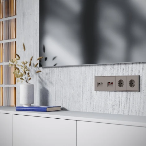 Накладка для розетки TV+RJ45 кат. 6 (капучино) Voltum S70 VLS002714