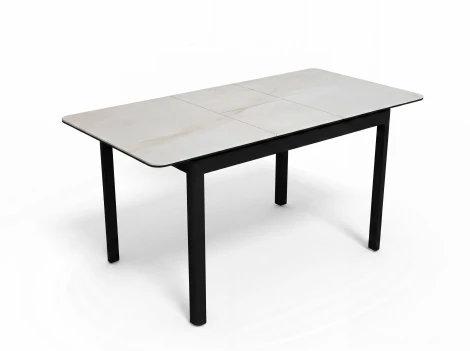 Стол DikLine DKQ120 Керамика белый Icelandic white jade (Ostra Bianco Light)/подстолье черное/опоры черные 00-00086675