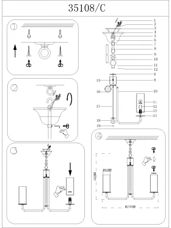 Подвесная люстра Newport 35100 35108/C (220V, на цепи)