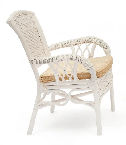 Комплект обеденный "ANDREA" ( стол со стеклом + 4 кресла + подушки) TCH White (белый)