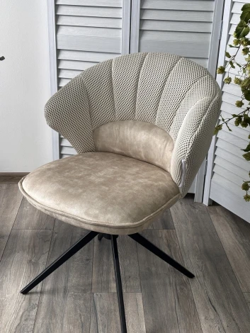 Стул ASTRA 360 град. поворот Белый Sonic 23 ткань / 7525-01 велюр / черный каркас, ®DISAUR (арт.621M05767)