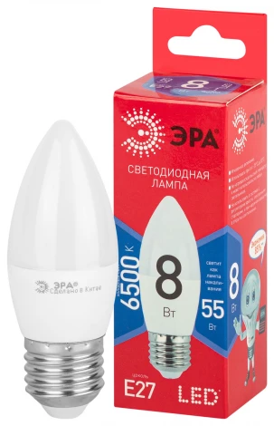 Лампочка светодиодная E27 8W ЭРА LED B35-8W-865-E27 R