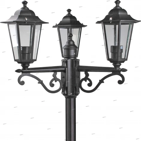Столб уличный Horoz Erguvan, 3 плафона, черный с прозрачным