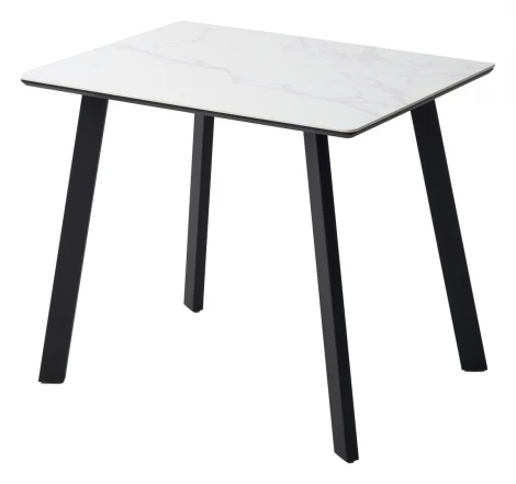 Стол ТИК ТАК 90 цвет Белый мрамор MATTE, керамика / Черный каркас M-City 64650