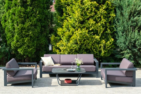 Лаунж-зона из алюминия со столиком из HPL 4SIS Гранада Indoor-4SiS-2415