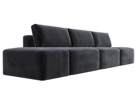 Диван прямой модульный с пуфом Лига-060 НПБ Лонг (ЛДСП,Брус,Фанера/Пластик/Велюр/Темно-серый) Лига Диванов 129478