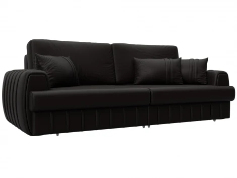 Диван прямой Лига-057 НПБ (ЛДСП,Брус,Фанера/Пластик/Экокожа/Коричневый) Лига Диванов 130025