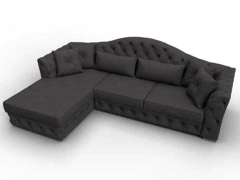 Диван угловой Артис левый угол (Брус,Рейка,Замша/Коричневый) Лига Диванов 128040L