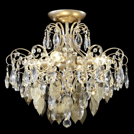 Потолочная люстра на штанге Crystal Lux ESMIRALDA PL4 GOLD (220V, подвески, листья)