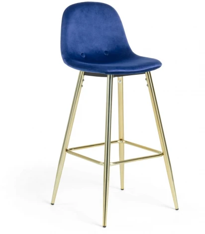 Барный стул La Forma (ex Julia Grup) Nilson (Синий,Золотой/ Фанера,Сталь,Пена,Металл)