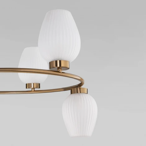 Подвесной светильник Wi-Fi Eurosvet Alva 30183/6 латунь (220V, управление смартфоном, голосовое управление, умный дом - Minimir Home, Алиса, Маруся, Салют, на тросе, круглые)