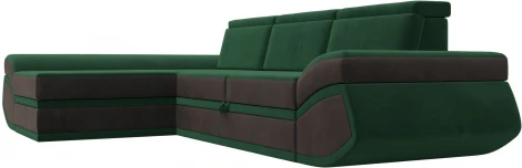 Диван угловой Лига-032 левый угол (Зеленый,Коричневый/Велюр) Лига Диванов арт.121645L