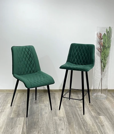 Стул Поль зеленый #19, велюр / черный каркас