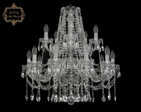 Подвесная люстра Art Classic 11.12 11.12.10+5.240.2d.Cr.Sp (220V, хрусталь, на цепи, подсвечник, свеча)