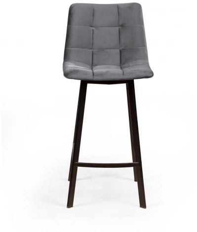 Стул полубарный UNO, бархат светло-серый 26/ чёрный профиль Top Concept UNO 74929