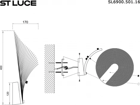 Светильник настенный ST Luce SL6900.501.16 Белый/Древесный LED 1*16W 3000K (220V, круглые)