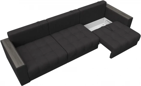 Диван прямой с декором Лига-049 НПБ Лонг Лига Диванов (Замша) арт.128444