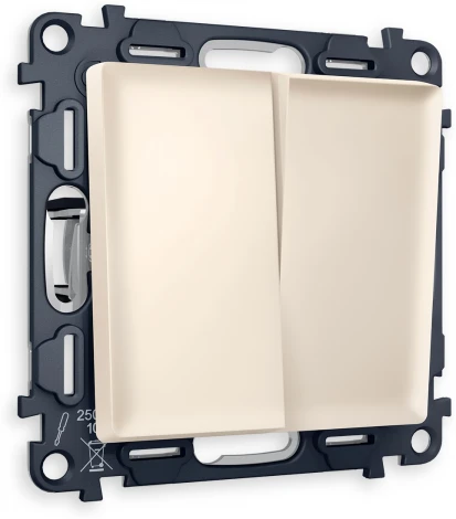 Комплект механизма Ambrella Volt 2-клавишного выключателя ALFA MA323010 Бежевый матовый QUANT