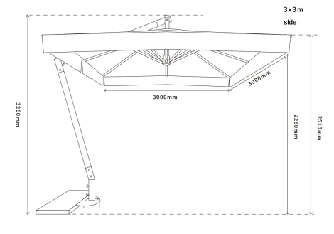 Зонт уличный 3х3м на боковой алюминиевой опоре, цвет под дерево 4SIS Корсика PCA-ARHUB-3030
