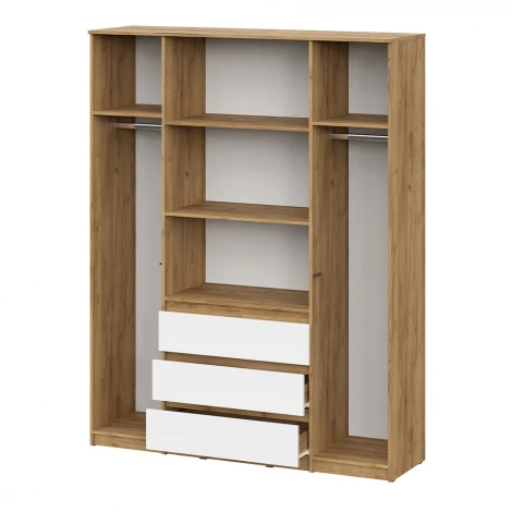 Шкаф Арника для одежды и белья 4х дверный Денвер, Дуб золотой, Белый