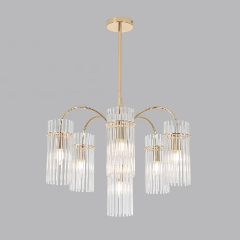 Потолочная люстра на штанге Lumion Opulenta 8413/6 французское золото/прозрачный, металл/стекло Е14 6*40W 220V