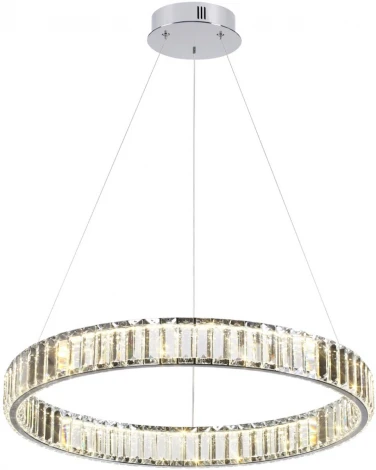 Подвесной светильник Odeon Light L-vision 4930/36L хром/прозрачный металл/хрусталь LED 36W VEKIA (220V, на тросе, кольцо)