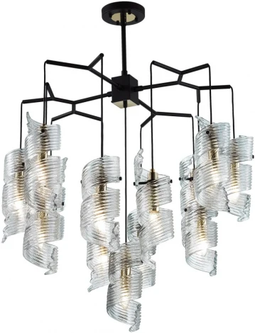 Потолочная люстра на штанге Odeon Light Fusilli 5439/13 черный/золото/металл/стекло E14 13*40W (220V)