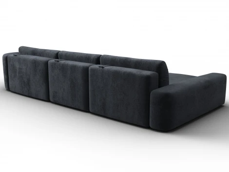 Диван угловой Лига-066 НПБ Лонг угол левый (ЛДСП,Фанера,Брус,Велюр/Темно-серый) Лига Диванов 131229L