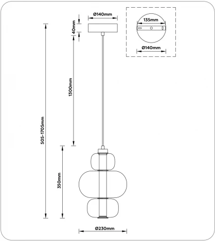 Подвесной светодиодный светильник Ambrella High Light LH11057 (220V, на проводе, круглые)