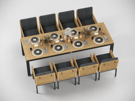 Обеденная группа Gardenini Bella (Алюминий,Ткань,Тик/Темно-серый) арт.DBLL.010828.C6